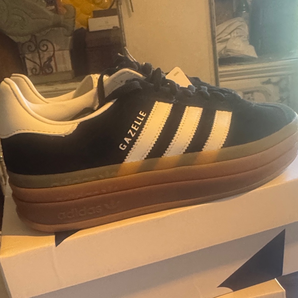 Adidas Gazelle Black and White with Gum Sole